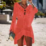 CHICMY-Sexy Women Dress Long Sleeve Knitted Women Hollow Out Knitted Beach Dress