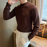 Chicmy-Winter Outfits Men chill guy Autumn Clothing Men's Luxury Knitted Pullover Sweater Casual Korean Solid Color Long Sleeve Basic Shirt Leisure Slim Knitwear