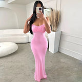 Chicmy-Christmas Party Dresses Backless Pink Pleat Dress Sexy Club Party Bodycon Fashion Evening Dresses Women 2024 Summer Clothing Elegant Luxury Maxi Dresses