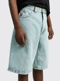 ChicMy-Hip Hop Street Big Boy Embroidery Jeans Shorts Y2k Retro Wash Trendy Brands Blue Jorts Harajuku Baggy Sweatpants Gym Shorts Men