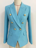 HIGH STREET Newest 2024 Runway Designer Blazer Women's Classic Lion Buttons Double Breasted Slim Fitting Textured Blazer Jacket