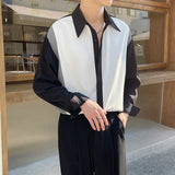 CHICMY-Summer Drape Shirts for Men Long Sleeve Niche Patchwork Lapel Concealed Buckle Loose Casual Korean Fashion Men's Social Shirt