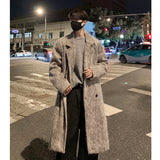 Chicmy-Korean Style Medium-length Men's Trench Autumn Winter High Quality Loose Casual Woolen Coat Trendy Overcoat Khaki/Dark Gray