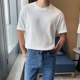 CHICMY-Men's Outfits Summer Clothing Men's Refinement Crew Neck Bottoming Shirt Solid Color Thin Cozy Leisure Loose Daily Short Sleeve T-Shirt