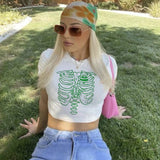 Chicmy-Cherry Bomb hippie  fairy grunge  cyber y2k crop top Woman korean fashion Harajuku gothic  streetwear  tshirt