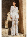 Chicmy-HIGH STREET Newest 2025 Designer Runway Suit Set Women's Single Button Guipure Lace Sequined Blazer Pants Suit