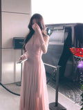 Chicmy-Christmas Party Dresses Elegant Wedding Evening Party Midi Dresses for Women 2024 Summer New Spliced Mesh French Sexy Sleeveless Pink Female Clothing