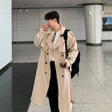 Chicmy-winter coats Mens Fashion Trench Autumn Men Long Jacket Coats Streetwear Casual Solid Loose Trench Windbreaker double breasted