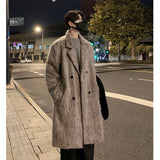 Chicmy-Korean Style Medium-length Men's Trench Autumn Winter High Quality Loose Casual Woolen Coat Trendy Overcoat Khaki/Dark Gray