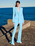 Chicmy-HIGH STREET Newest 2025 Runway Designer Suit Set Women's Single Button Blazer Flare Pants Suit