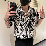 CHICMY-Graduation Gift Back to School Season Japanese Summer Ice Silk Flower Shirt for Men Short Sleeve Loose Casual Harajuku Oversized 2024 New Thin Hawaiian Shirt Men