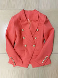 Chicmy-HIGH STREET 2025 Classic Baroque Designer Jacket Women's Metal Lion Buttons Double Breasted Textured Blazer Mint Green