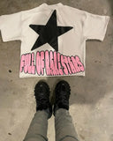 Chicmy-High Street Goth Pink Star Printed T-shirt Street clothing y2k top oversized graphic T-shirt Harajuku short sleeve men wear