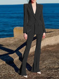 Chicmy-HIGH STREET Newest 2025 Runway Designer Suit Set Women's Single Button Blazer Flare Pants Suit