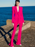 Chicmy-HIGH STREET Newest 2025 Runway Designer Suit Set Women's Single Button Blazer Flare Pants Suit