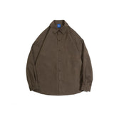 CHICMY-2024 Spring New Japanese Retro Work Shirts for Men and Women Solid Color Lapel Button Pocket Loose Casual Brown Shirt Jacket