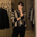 ChicMy-Fall Outfits -Men's Outfits Autumn Clothing Men's Light Luxury Knitted V Neck Pullover Sweater Korean Patchwork Leisure Long Sleeve Knitwear 2024 New