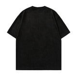 CHICMY-MEN'S OUTFITS SUMMER Suede-like American round neck T-shirt men and women summer loose texture embroidered fashion short sleeve vintage T-shirt