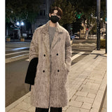 Chicmy-Korean Style Medium-length Men's Trench Autumn Winter High Quality Loose Casual Woolen Coat Trendy Overcoat Khaki/Dark Gray