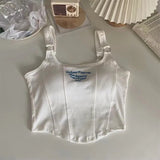 Chicmy T-shirts Short Tank Sexy Camis Summer Irregular Crop Tops Y2K Casual Camisole With Bra Pad Comfortable Cotton Clothes Accessory