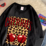 Chicmy-Cherries Cotton T Shirts Women Cherry Leopard Prints Oversized T-Shirts Casual O-Neck Short Sleeve Tops Summer Woman Clothes