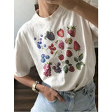 Chicmy-Aesthetic Fruit Berry Species Graphic T-shirt Fashion Cotton Tee Fruit Lover Blueberry Shirt with Cute Strawberry Cute Berry Top