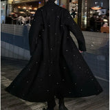 Chicmy-Shiny thick trench coat chic sequin autumn winter men's warm woolen coat casual double breasted long overknee woolen coat