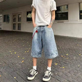 Chicmy-Hip Hop Retro Waist Inverted Design Men Denim Shorts Instagram Gothic Street Apparel Loose Straight Leg Pants Sports Pants