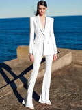 Chicmy-HIGH STREET Newest 2025 Runway Designer Suit Set Women's Single Button Blazer Flare Pants Suit