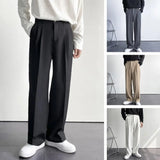 ChicMy-Fall Outfits -Popular Business Pants Loose Workwear Solid Sewn Spring Autumn Mid-Waist Straight Wide Leg Casual Trousers