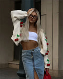 Chicmy-Leosoxs Fall Winter Knitted Cherry Sweaters Cardigan Long Sleeve Top Christmas Sweet Fairy Grunge Sweater Streetwear