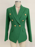 Chicmy-HIGH STREET 2025 Classic Baroque Designer Jacket Women's Metal Lion Buttons Double Breasted Textured Blazer Mint Green