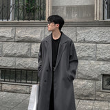 Chicmy-Trench Coat Autumn Korean Men's New Fashion Overcoat Male Long Windbreaker Streetwear Trench Men Outerwear Black/Gray/Coffee