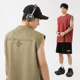 CHICMY-MEN'S OUTFITS SUMMER American Letter Pattern Printed Suede Thin Sports Vest Men's Summer New Sleeveless T-Shirt Casual Tank Top Sleeveless Vest Shirt