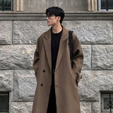 Chicmy-Trench Coat Autumn Korean Men's New Fashion Overcoat Male Long Windbreaker Streetwear Trench Men Outerwear Black/Gray/Coffee