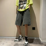 Chicmy-Korean Style Summer Men's Black Wide Leg Denim Shorts  New Fashion Casual Baggy Short Jeans Male Brand Clothes