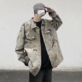 Chicmy-Men Gray Tie-dye Denim Jackets Coats Loose Vintage Jeans Jackets New Autumn Hip Hop Denim Coats Outwear Casual Jeans Coats