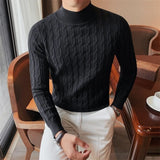 Chicmy-Winter Outfits Men chill guy Men's Korean Review Clothes Light Luxury Slim Knit Pullover Sweater Long Sleeve Streetwear Leisure Basic Shirts Fashion Knitwear