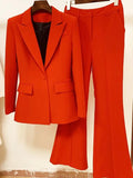 Chicmy-HIGH STREET Newest 2025 Runway Designer Suit Set Women's Single Button Blazer Flare Pants Suit