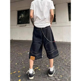 Chicmy-Hip Hop Retro Waist Inverted Design Men Denim Shorts Instagram Gothic Street Apparel Loose Straight Leg Pants Sports Pants