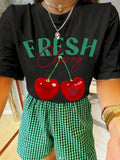 Chicmy-Creative Fresh Cherry Fruit Prints Women Tee Shirts Hip Hop Summer T Shirt Casual Comfortable Clothes Unisex Cotton T-Shirts