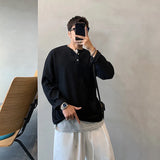 CHICMY-Men's Outfits Spring Clothing Men's Leisure Retro Corduroy Henry Collar Long Sleeve T-Shirt Solid Color Luxury Pullover Sweatshirt Basic Shirt