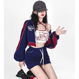 Chicmy Vintage Y2k Sports Suits Women Sexy Kpop Outfits Harajuku Korean Style Cropped Dress Sets Female Streetwear Tracksuit