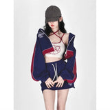 Chicmy Vintage Y2k Sports Suits Women Sexy Kpop Outfits Harajuku Korean Style Cropped Dress Sets Female Streetwear Tracksuit