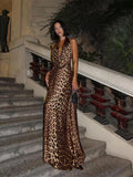 Chicmy-new years eve outfits Christmas party outfits Sexy Leopard Printed Dangling Hatler Women's Dress Fashion Backless Sleevelss Pleated Maxi Dresses 2024 Lady Evening Party Robes