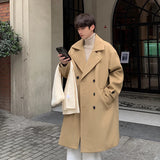 Chicmy-Winter High Quality Woolen Trench Coats Men Korean Style Luxury Male Casual Trenchcoat Men's Streetwear Gray/Khaki/Black