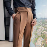 Chicmy-Winter Outfits Men chill guy Men's Korean Light Luxury Fitting Well Drooping Baggy Suit Pants Button-down Solid Color Straight Premium Elegant Dress Pants