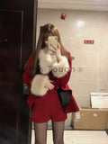 Chicmy-Christmas Party Dresses Winter Red Warm Christmas Two Piece Set Women Korean Fashion Sweet Skirt Suit Female Long Sleeve Vintage New Year Set 2024 New