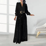 CHICMY-Lady Prom Jumpsuit Shiny Sequin Wide Leg Long Sleeve Women Elegant Jumpsuit Deep Crotch Party Elegant Evening Jumpsuit Culottes