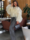 ChicMy Patchwork Ruffled White Shirts Fashion Elegant For Women High Waist Long Sleeve Casual Streetwear Ladies Blouse Top 2024